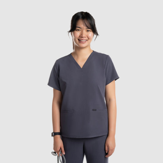 Mira Two Pocket Scrub Top Pewter