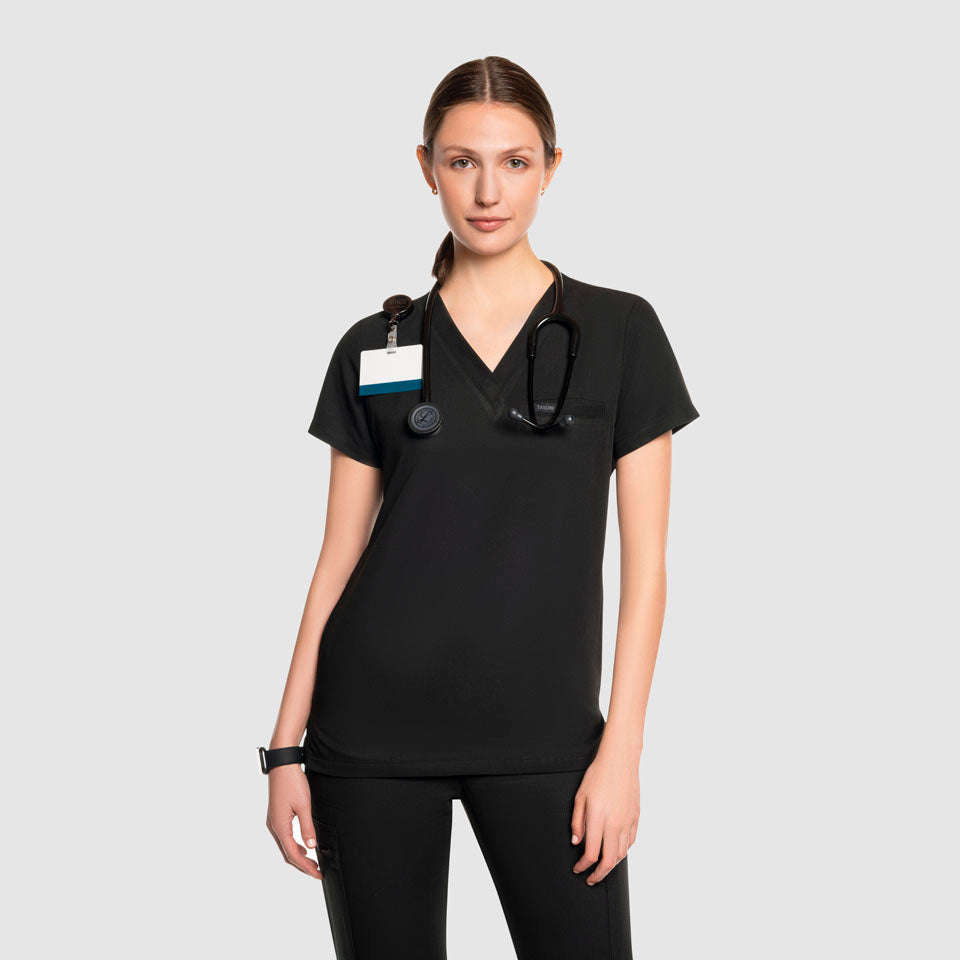 Three Pocket Scrub Top Black