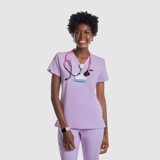 Nura Three Pocket Scrub Top Lavender