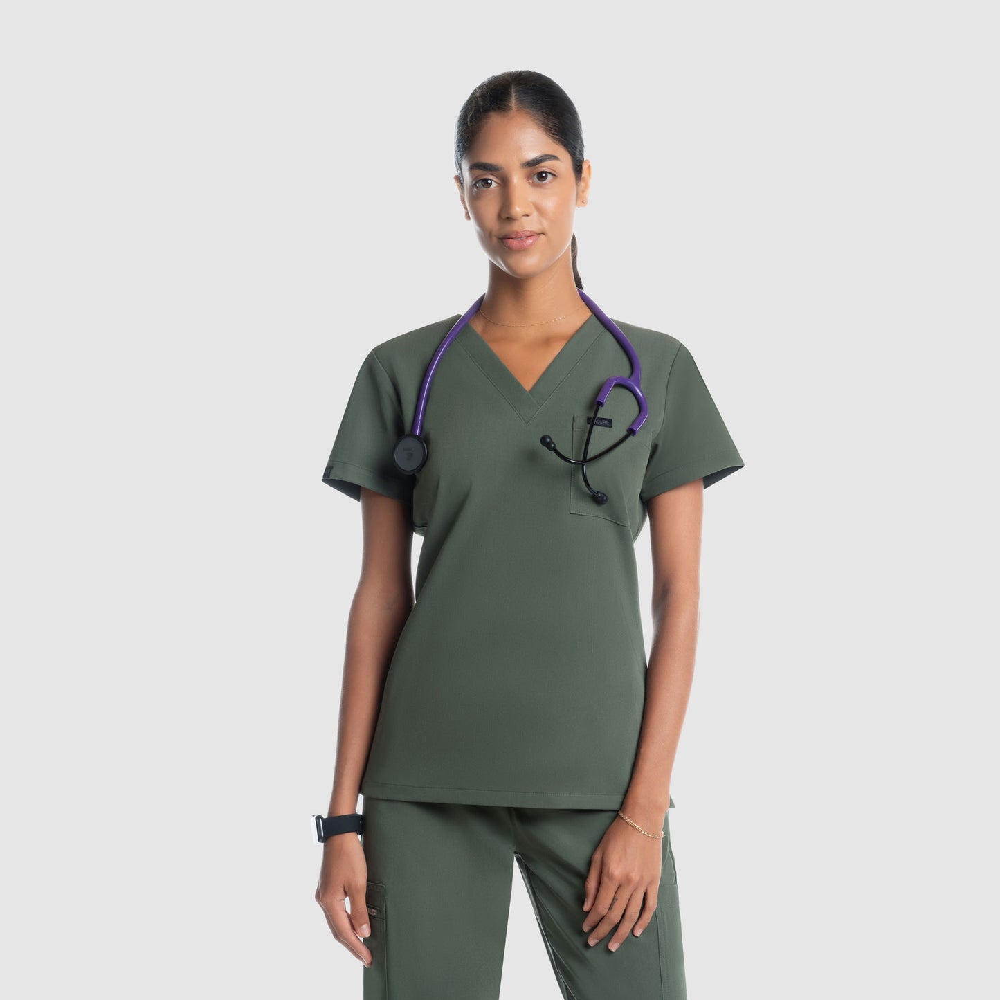 Amara One Pocket Scrub Top Olive
