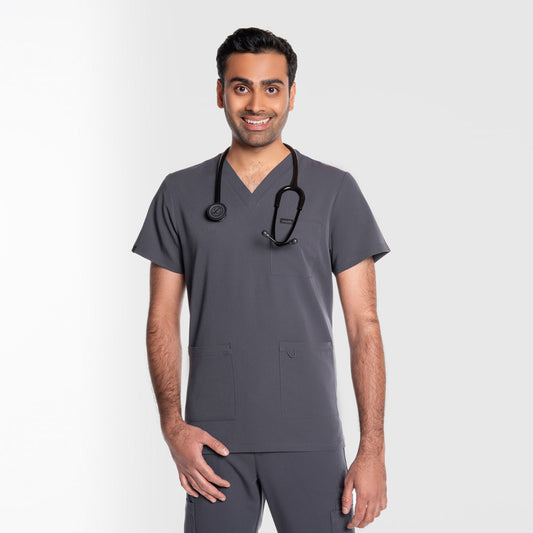 Nexus Three Pocket Scrub Top Pewter