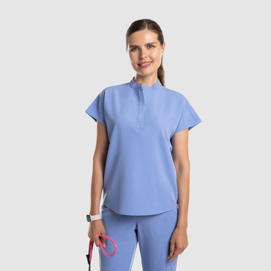 Luna Oversized Scrub Top Ceil Blue