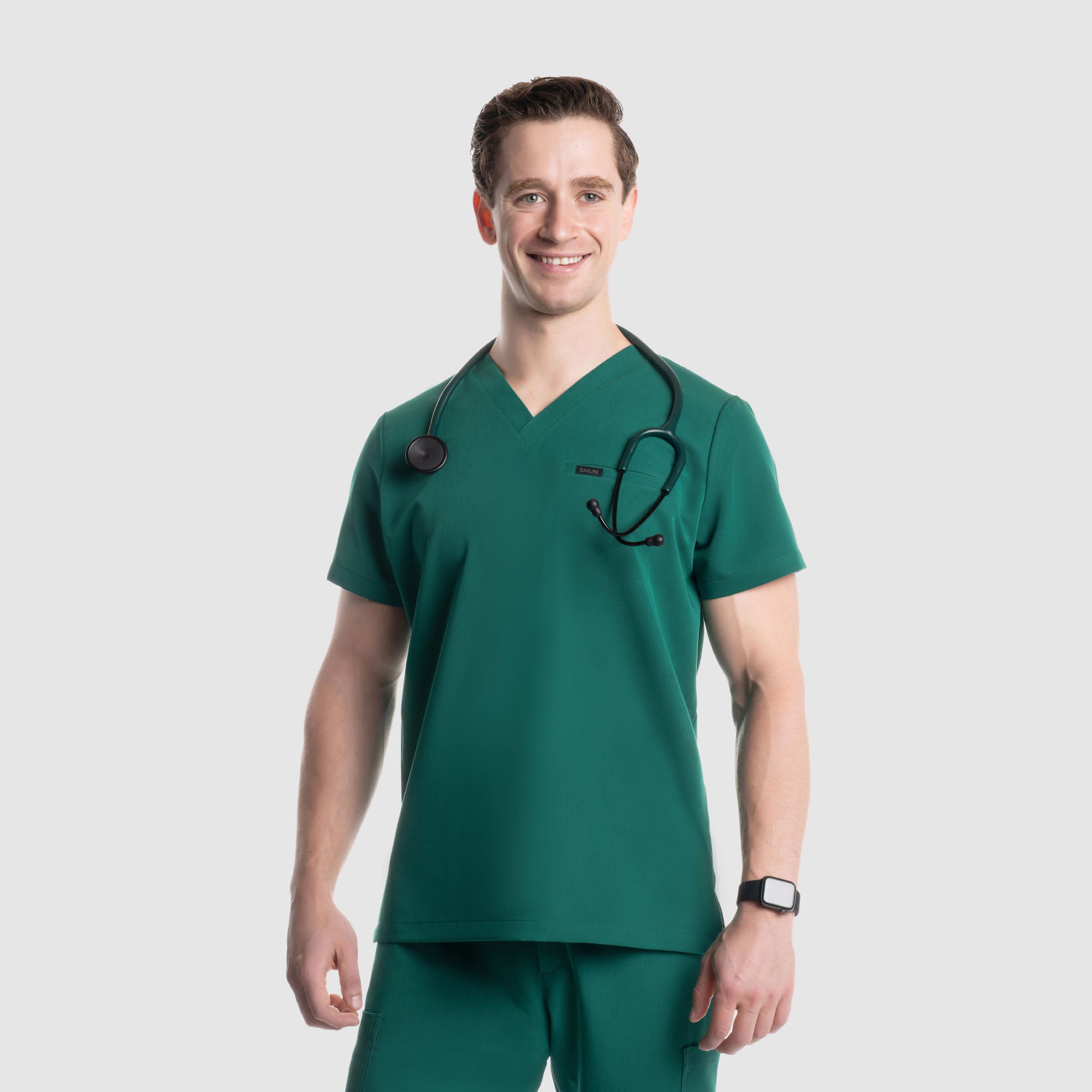 Aven One Pocket Scrub Top Hunter Green