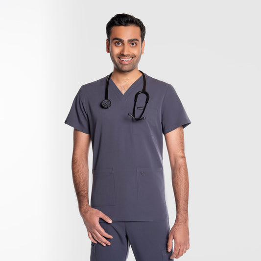 Three Pocket Scrub Top Pewter