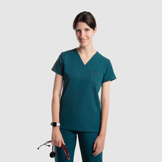 Amara One Pocket Scrub Top Caribbean Blue