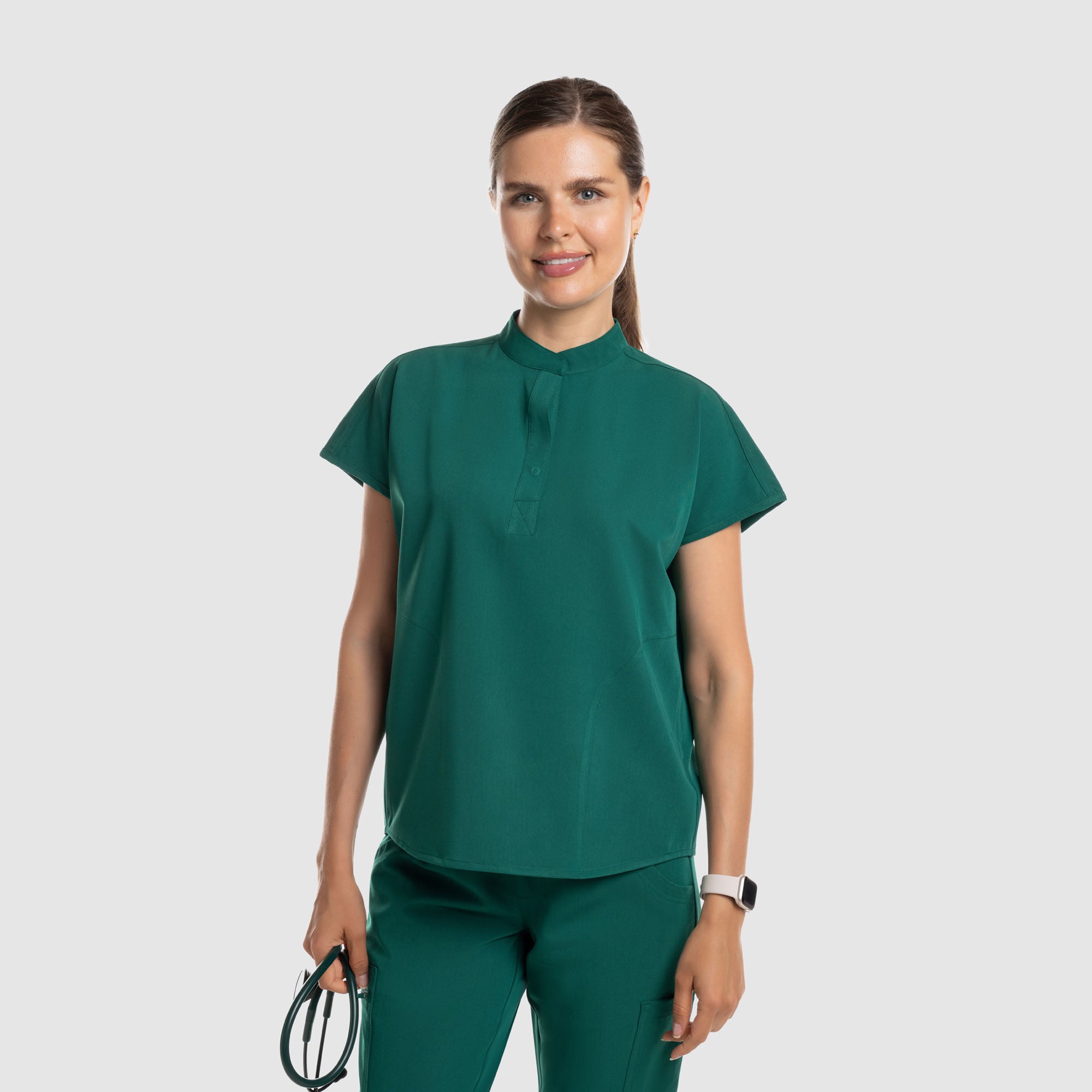 Luna Oversized Scrub Top Hunter Green