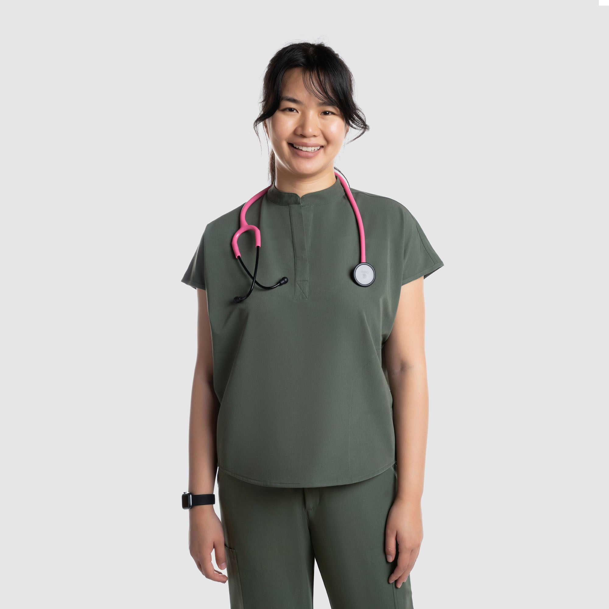 Luna Oversized Scrub Top Olive