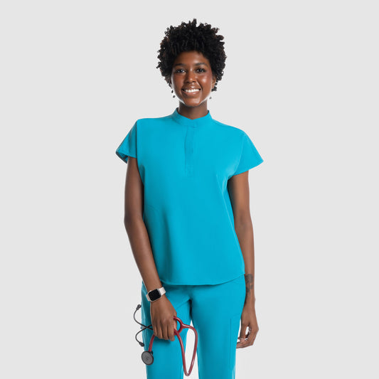 Luna Oversized Scrub Top Teal Blue