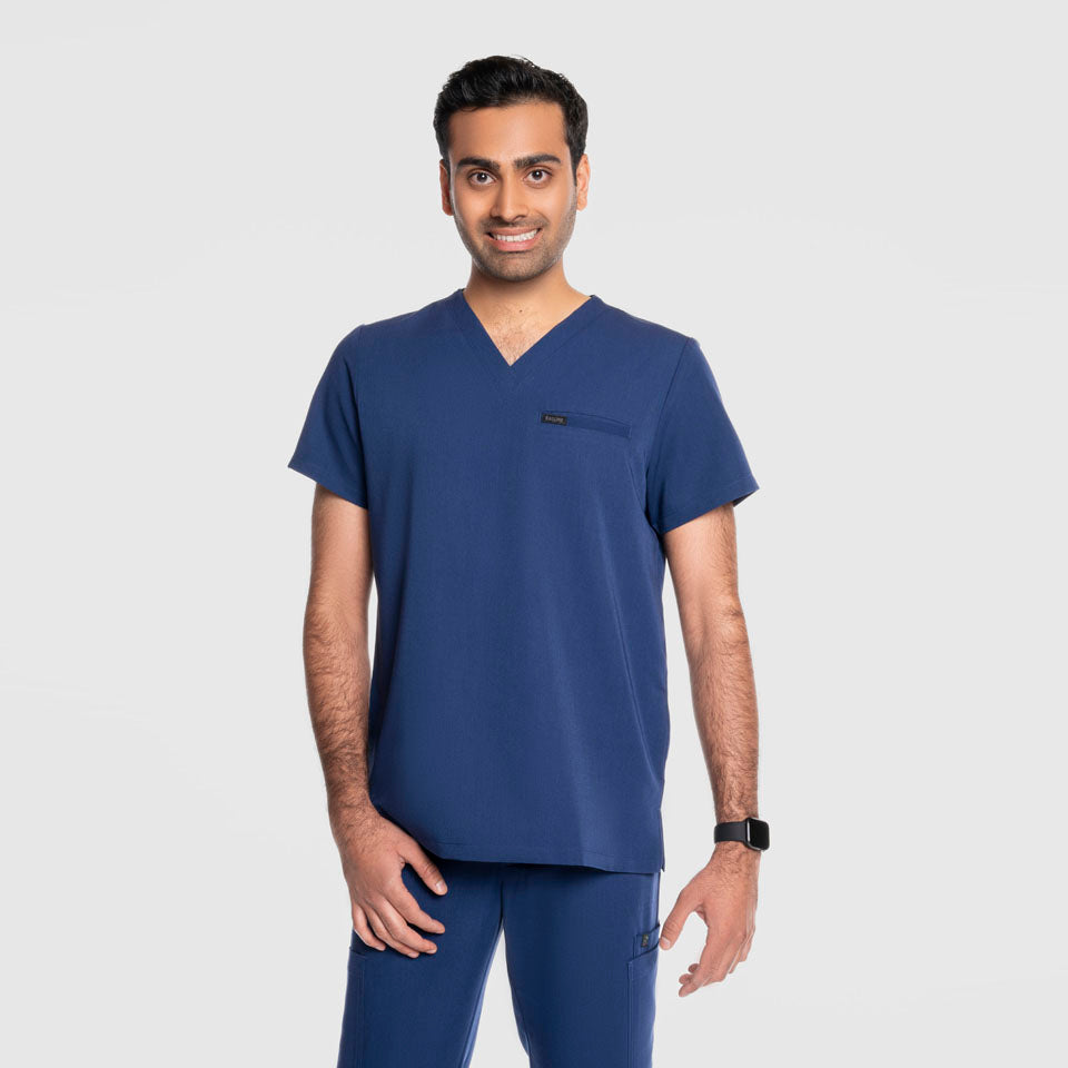 One Pocket Scrub Top Navy Blue