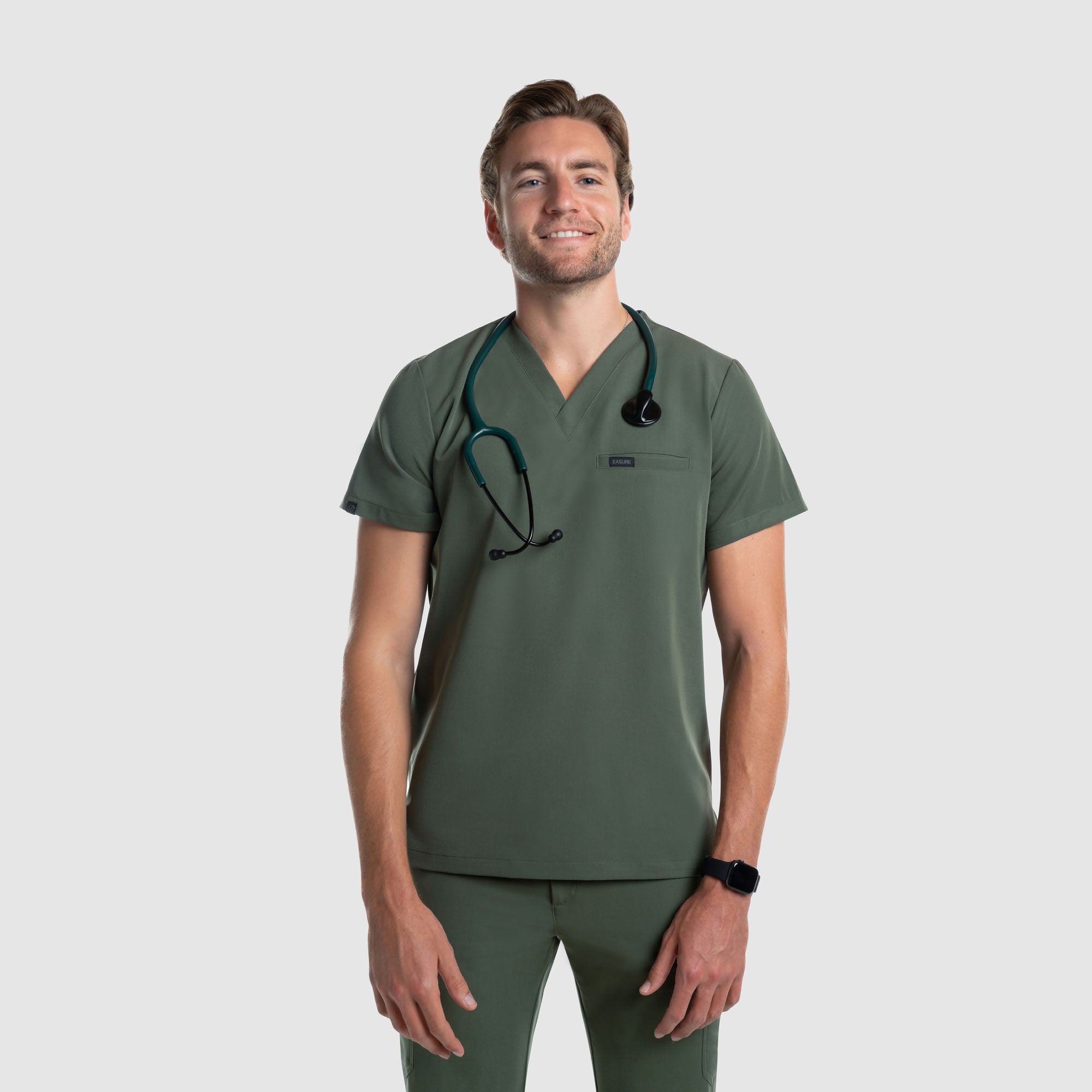 Aven One Pocket Scrub Top Olive