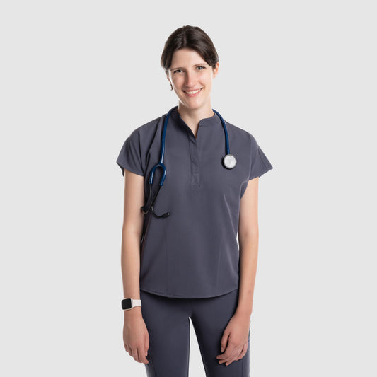 Luna Oversized Scrub Top Pewter