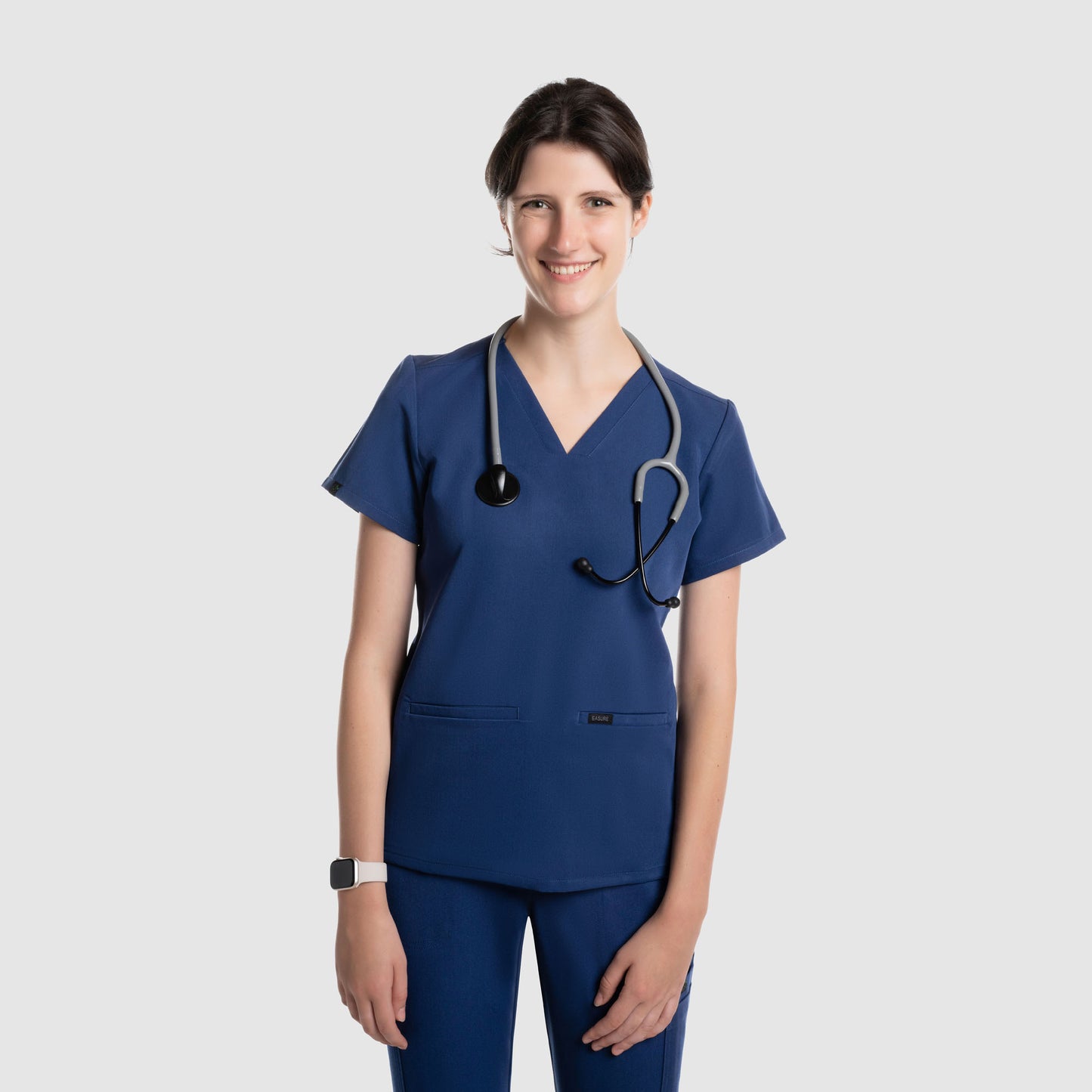 Mira Two Pocket Scrub Top Navy Blue