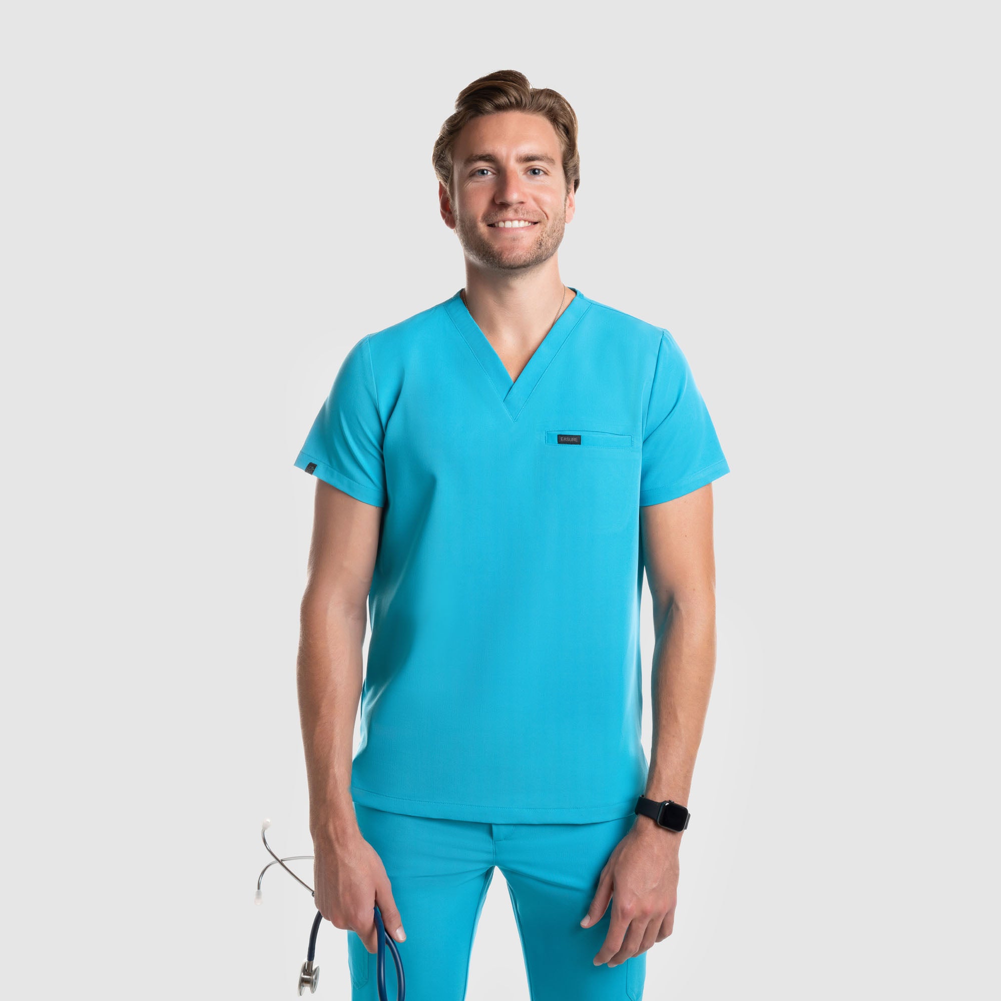 Aven One Pocket Scrub Top Teal Blue