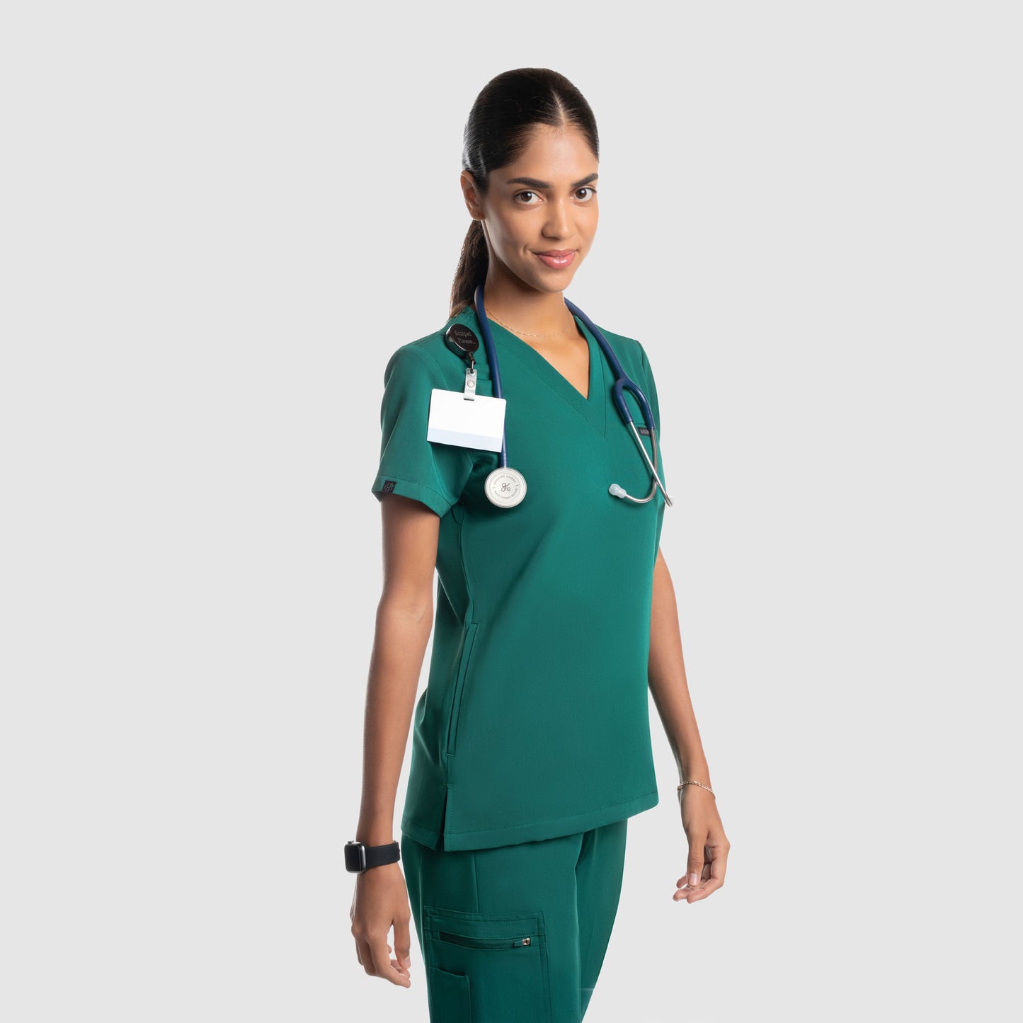 Nura Three Pocket Scrub Top Hunter Green