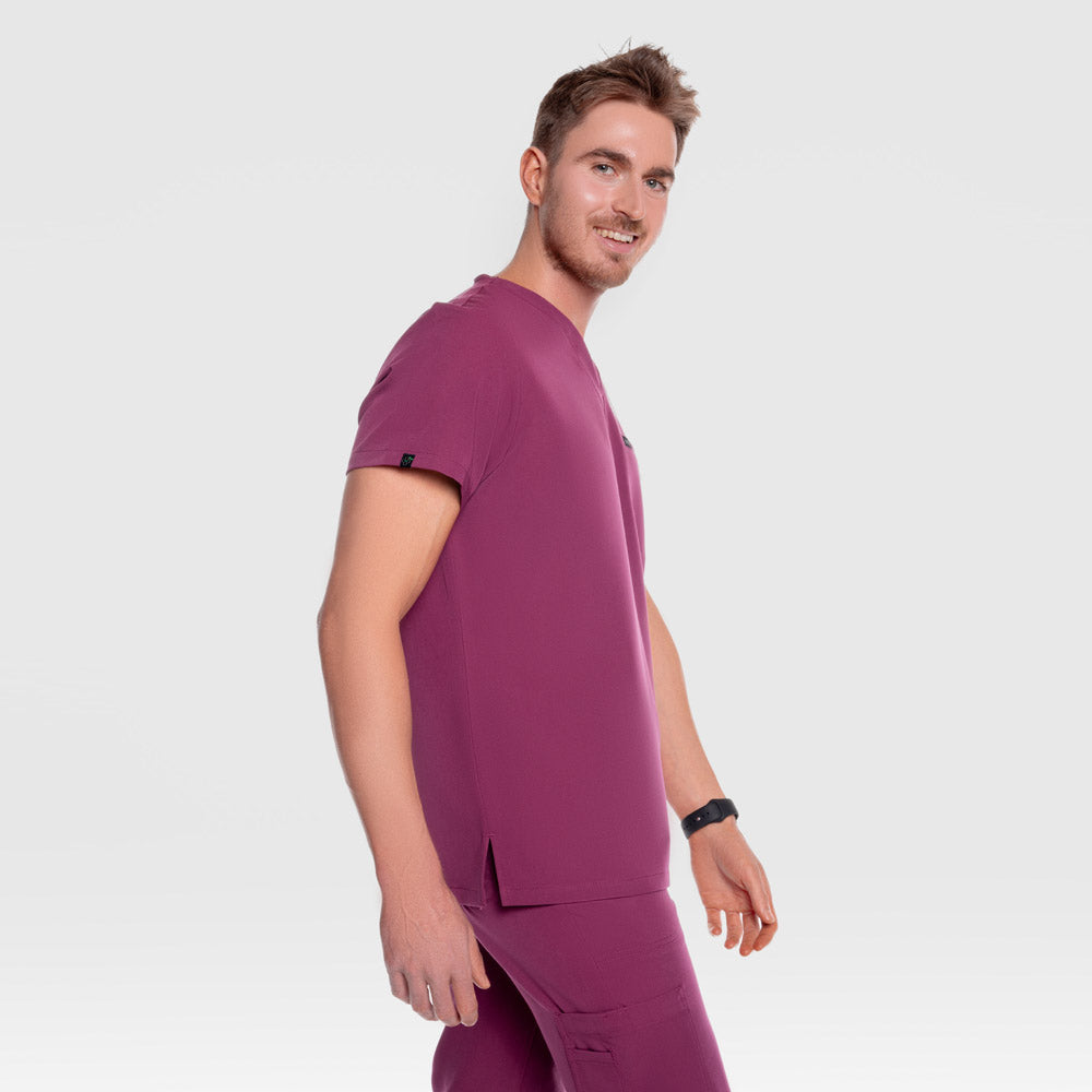 Ave One Pocket Scrub Top Wine