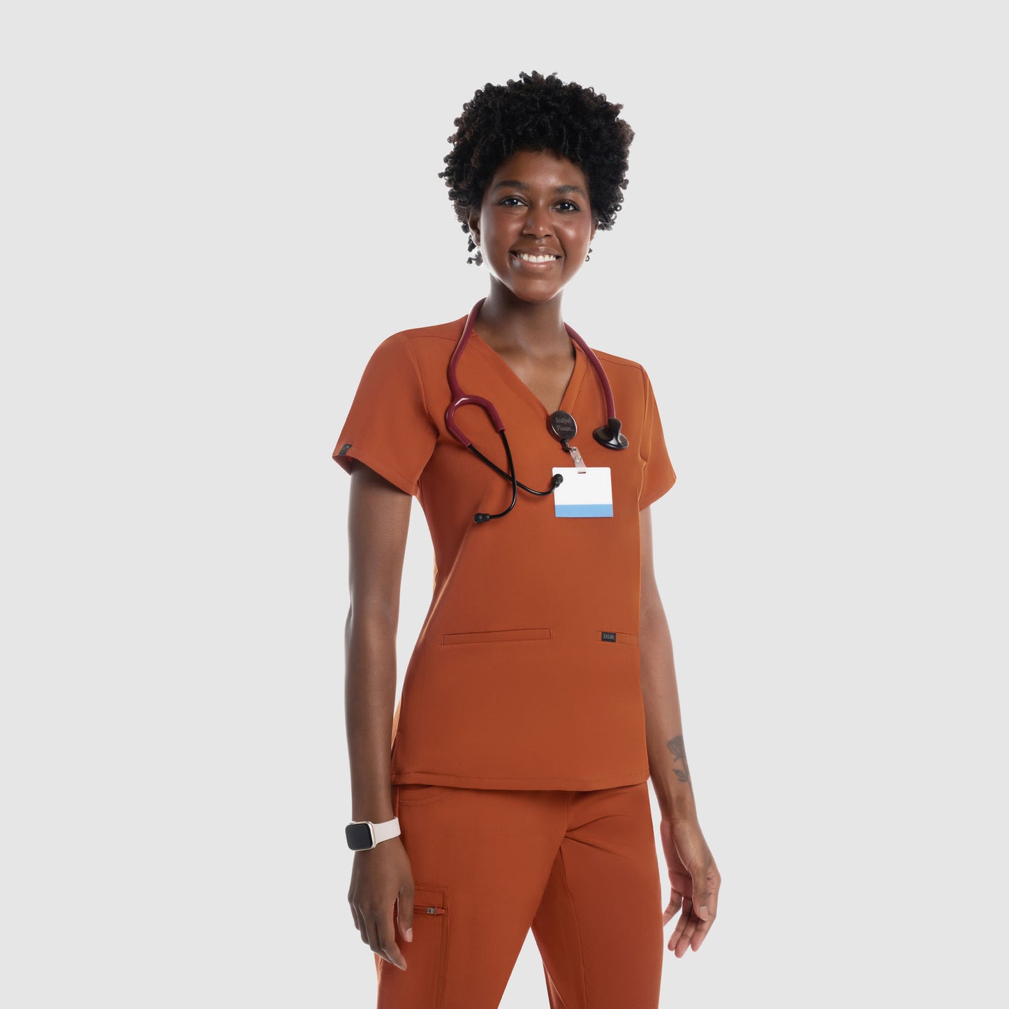 Mira Two Pocket Scrub Top Burnt Orange