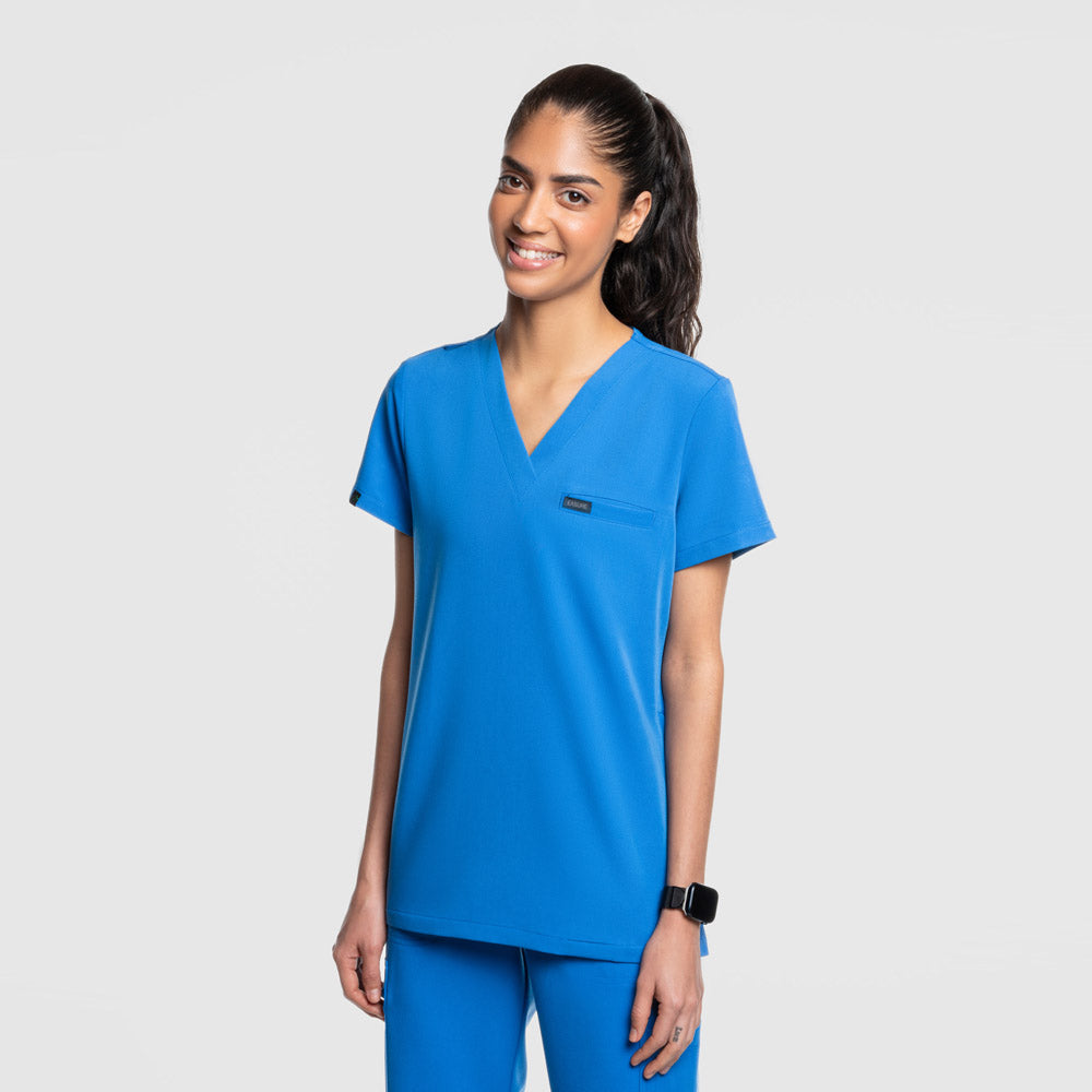 Nura Three Pocket Scrub Top Royal Blue