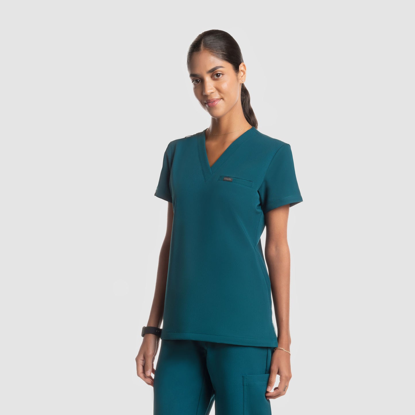 Nura Three Pocket Scrub Top Caribbean Blue