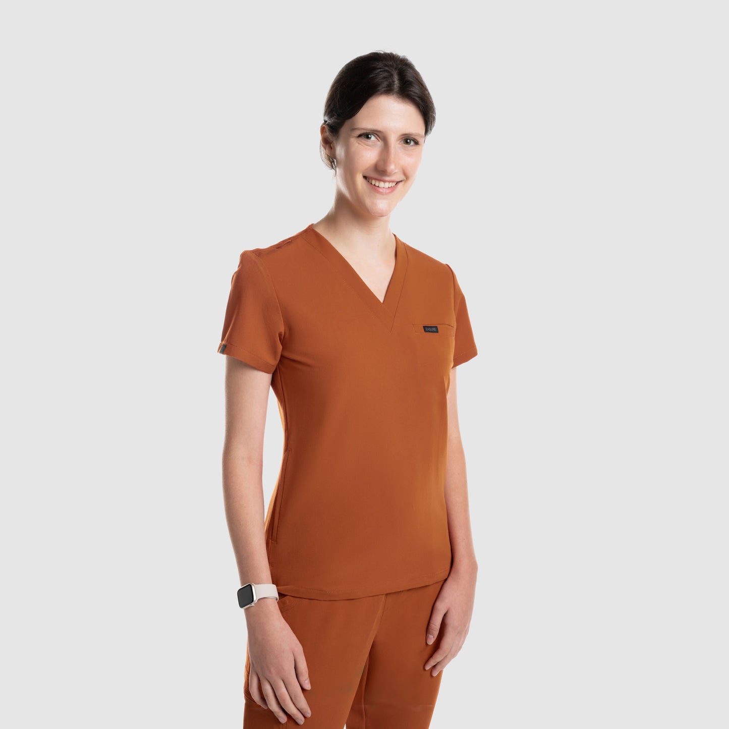 Nura Three Pocket Scrub Top Burnt Orange