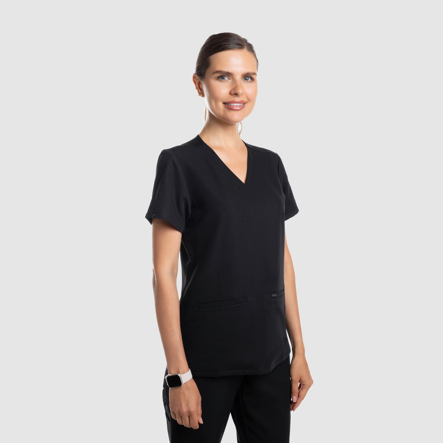 Mira Two Pocket Scrub Top Black