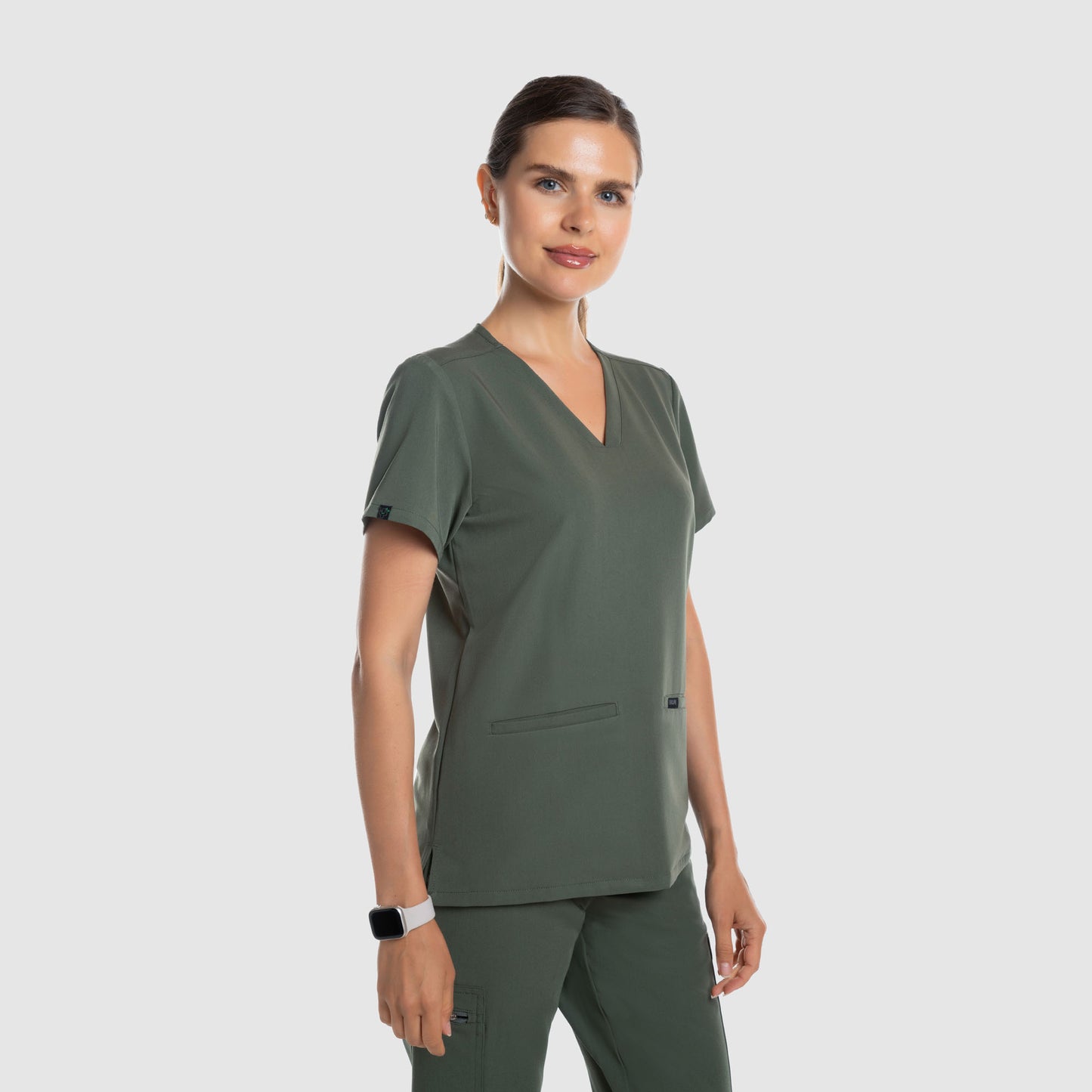 Mira Two Pocket Scrub Top Olive