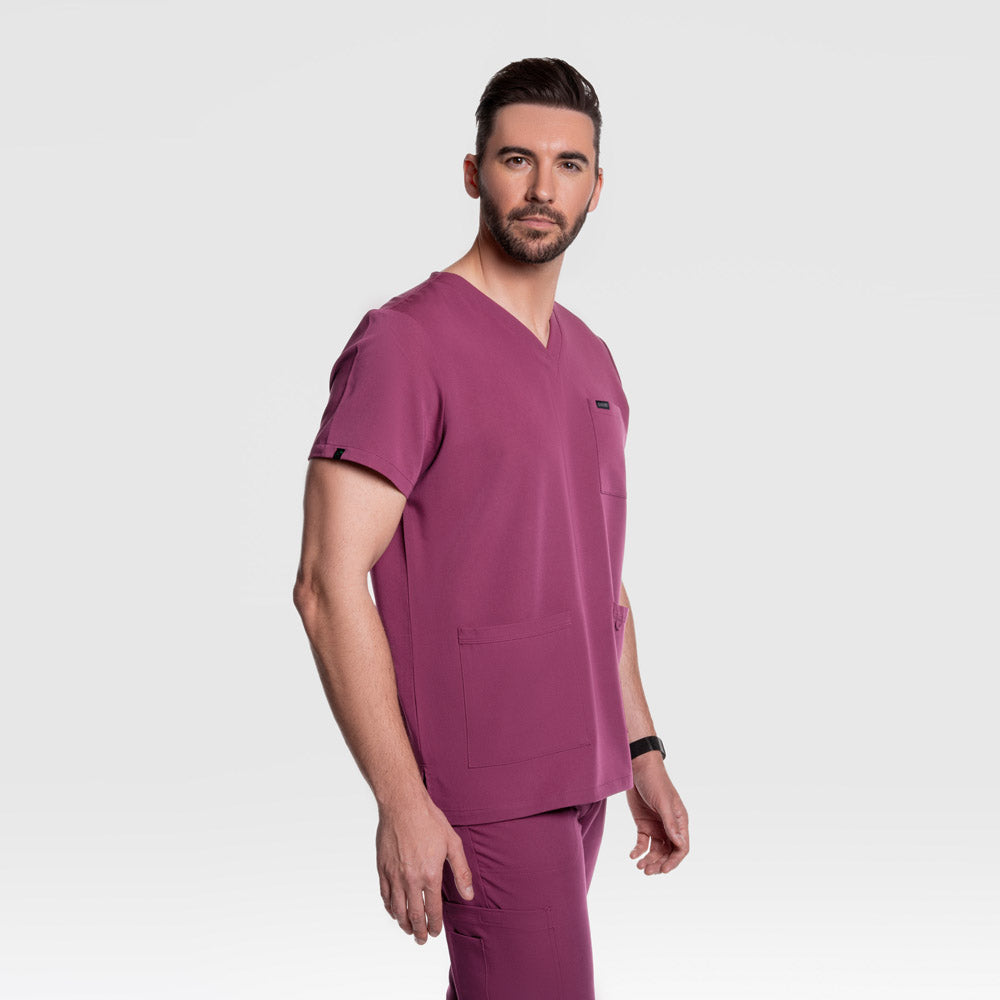 Nexus Three Pocket Scrub Top Wine
