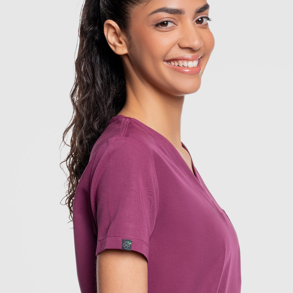 Amara One Pocket Scrub Top Wine