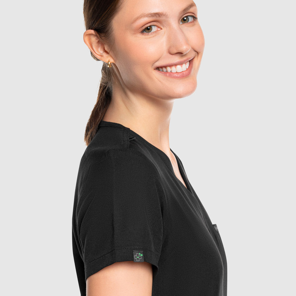 Nura Three Pocket Scrub Top Black