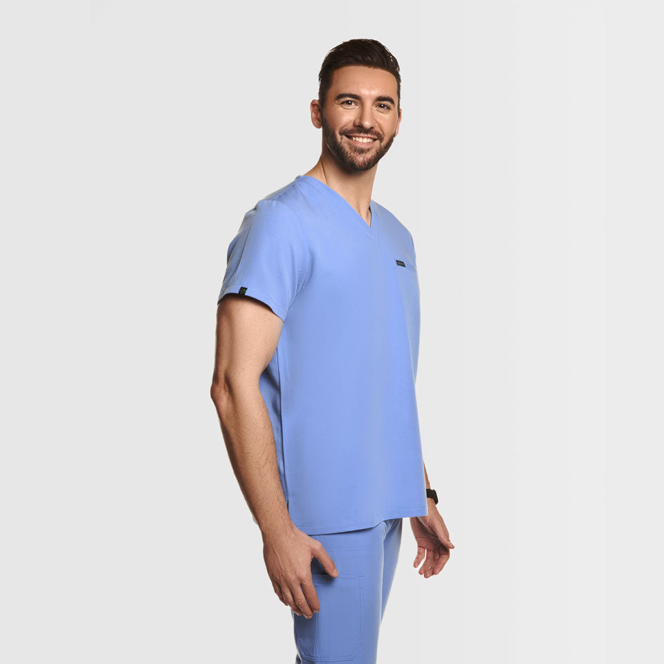 Aven One Pocket Scrub Top Ceil Blue