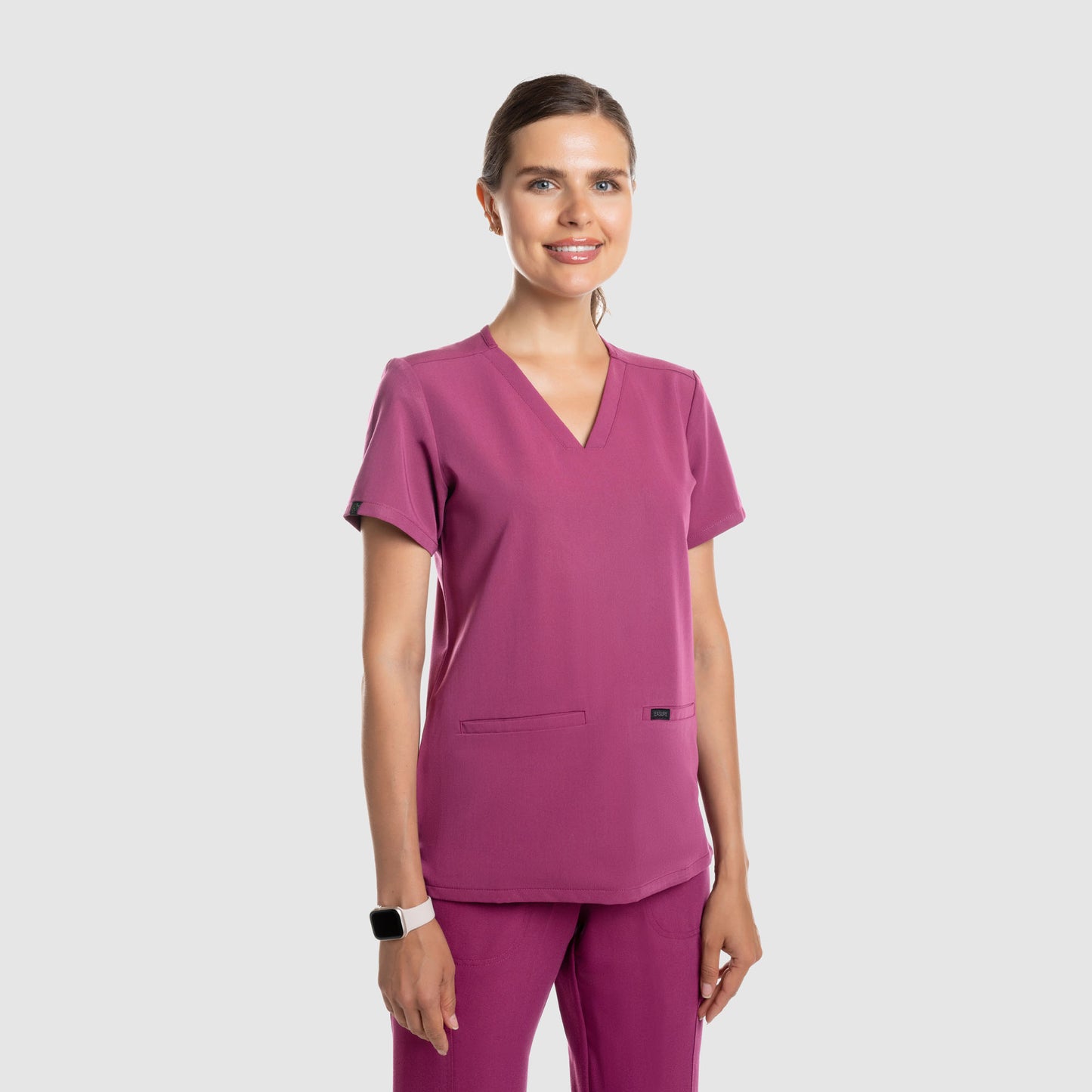 Mira Two Pocket Scrub Top Wine