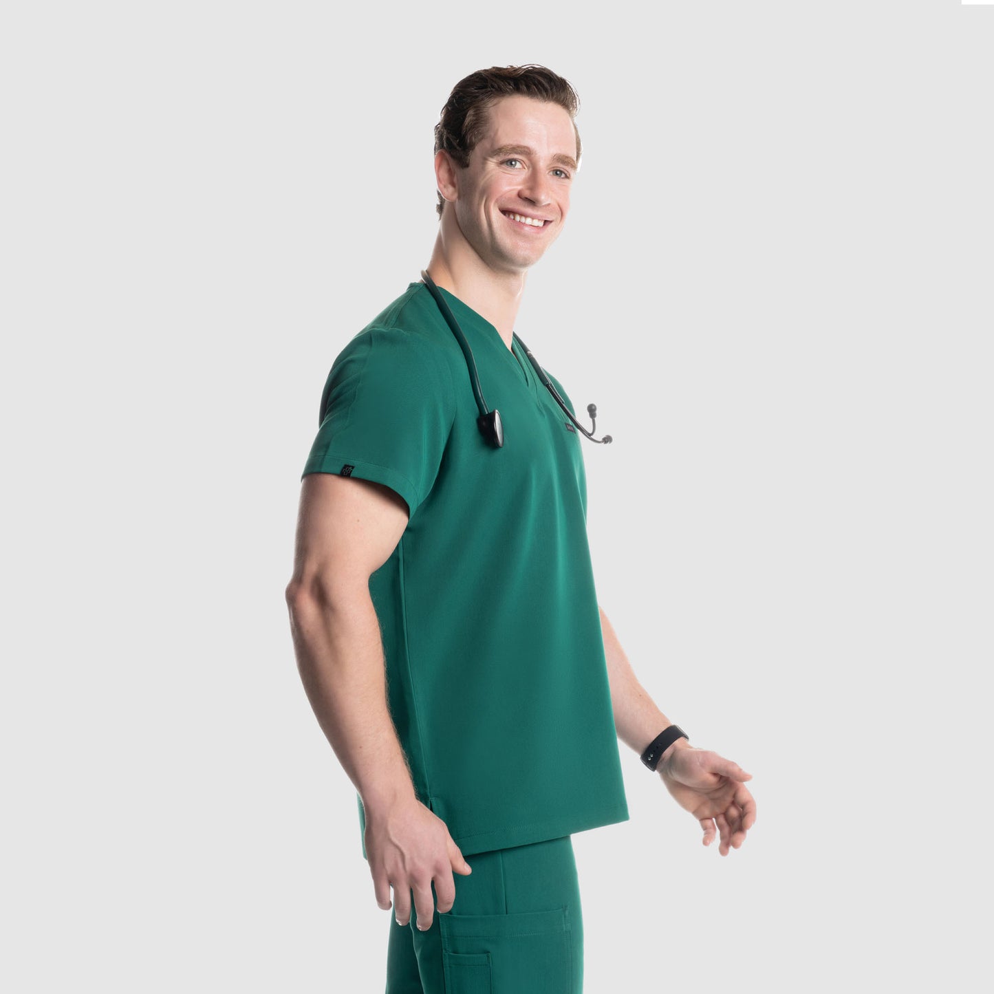Aven One Pocket Scrub Top Hunter Green