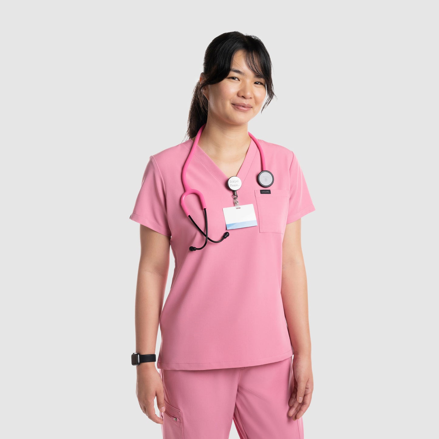 Amara One Pocket Scrub Top Chalk Pink