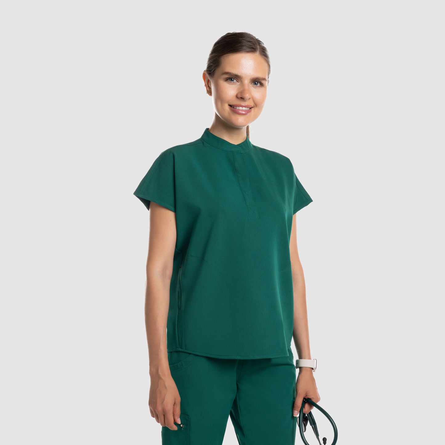 Luna Oversized Scrub Top Hunter Green