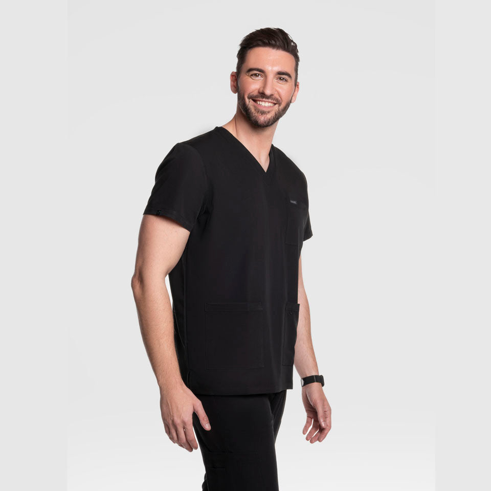 Three Pocket Scrub Top Black