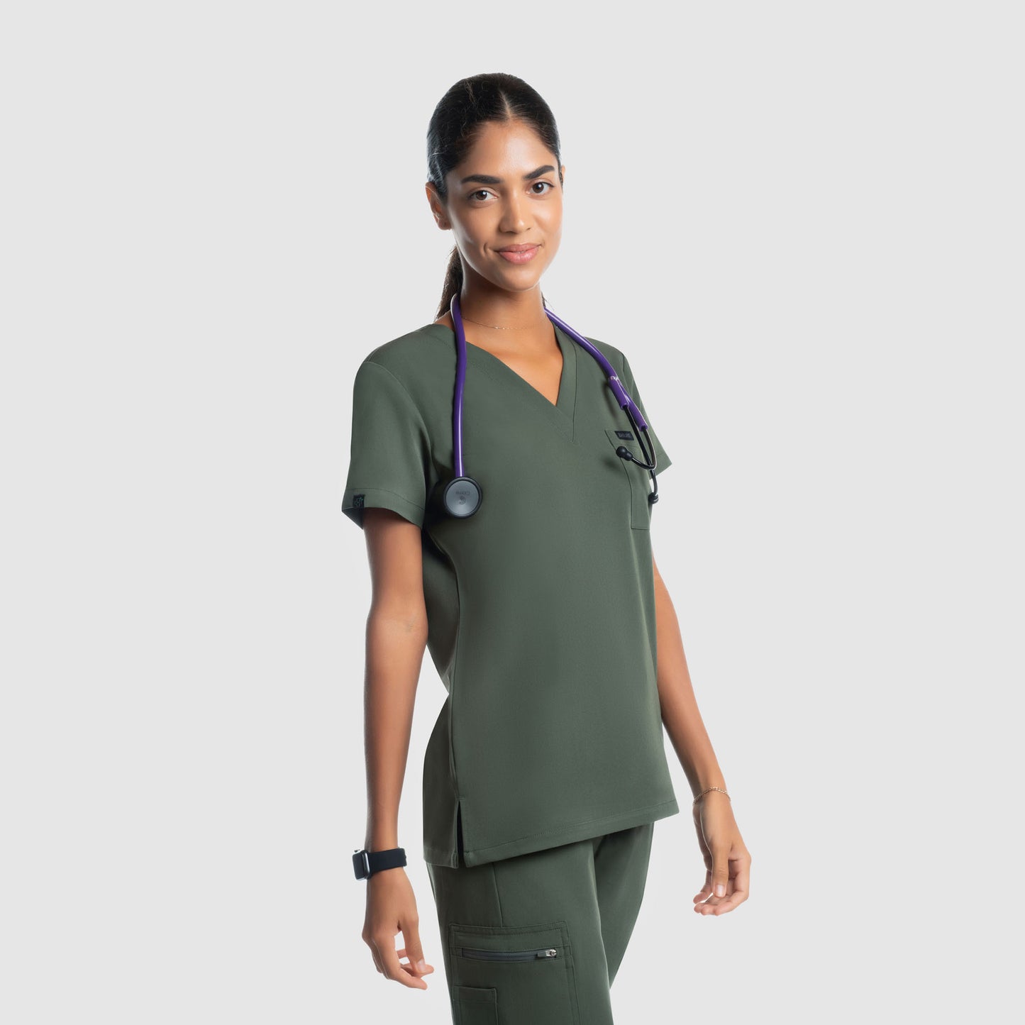 Amara One Pocket Scrub Top Olive