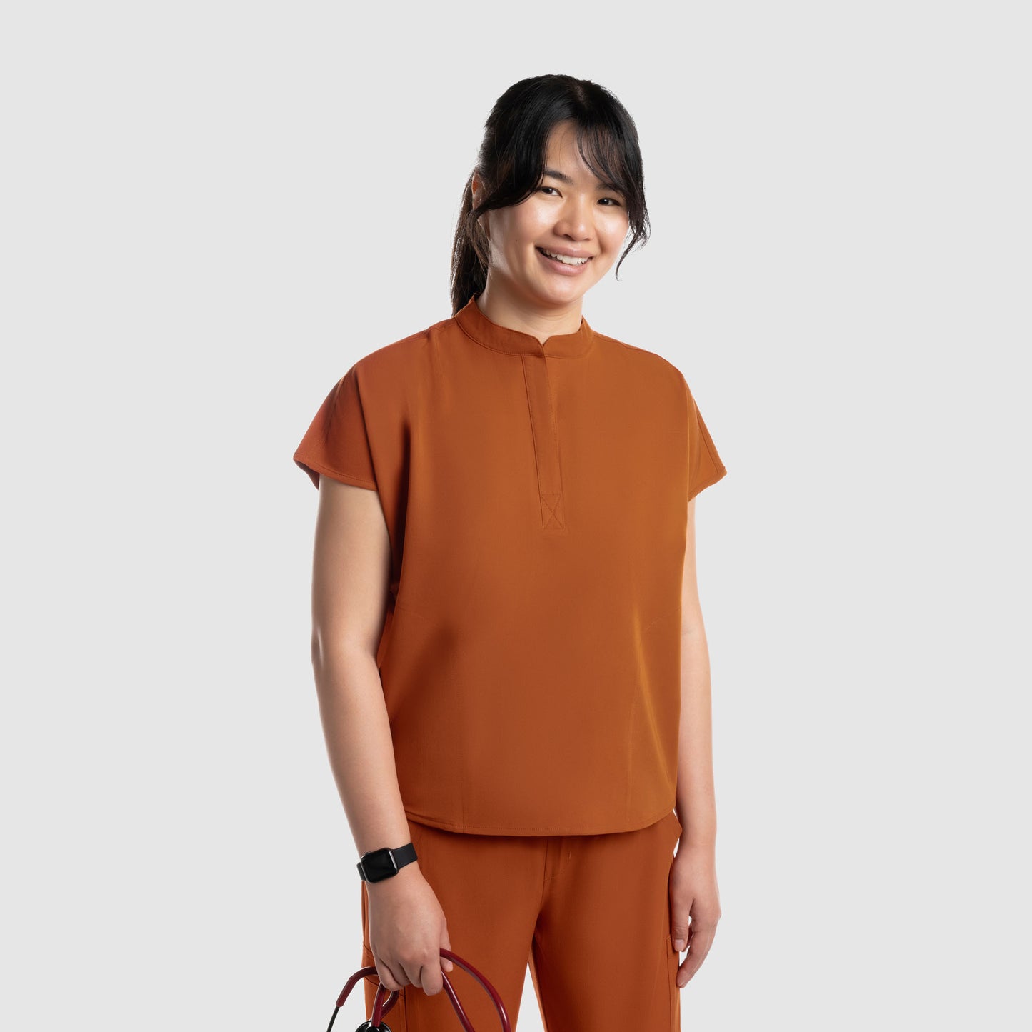 Luna Oversized Scrub Top Burnt Orange