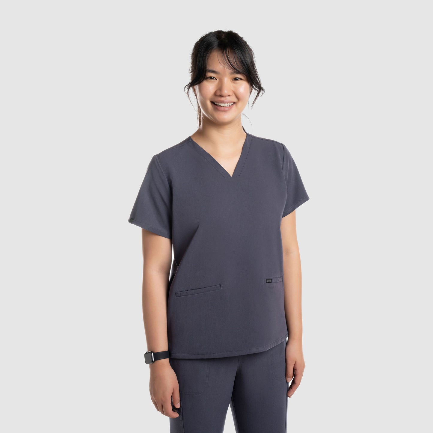 Mira Two Pocket Scrub Top Pewter