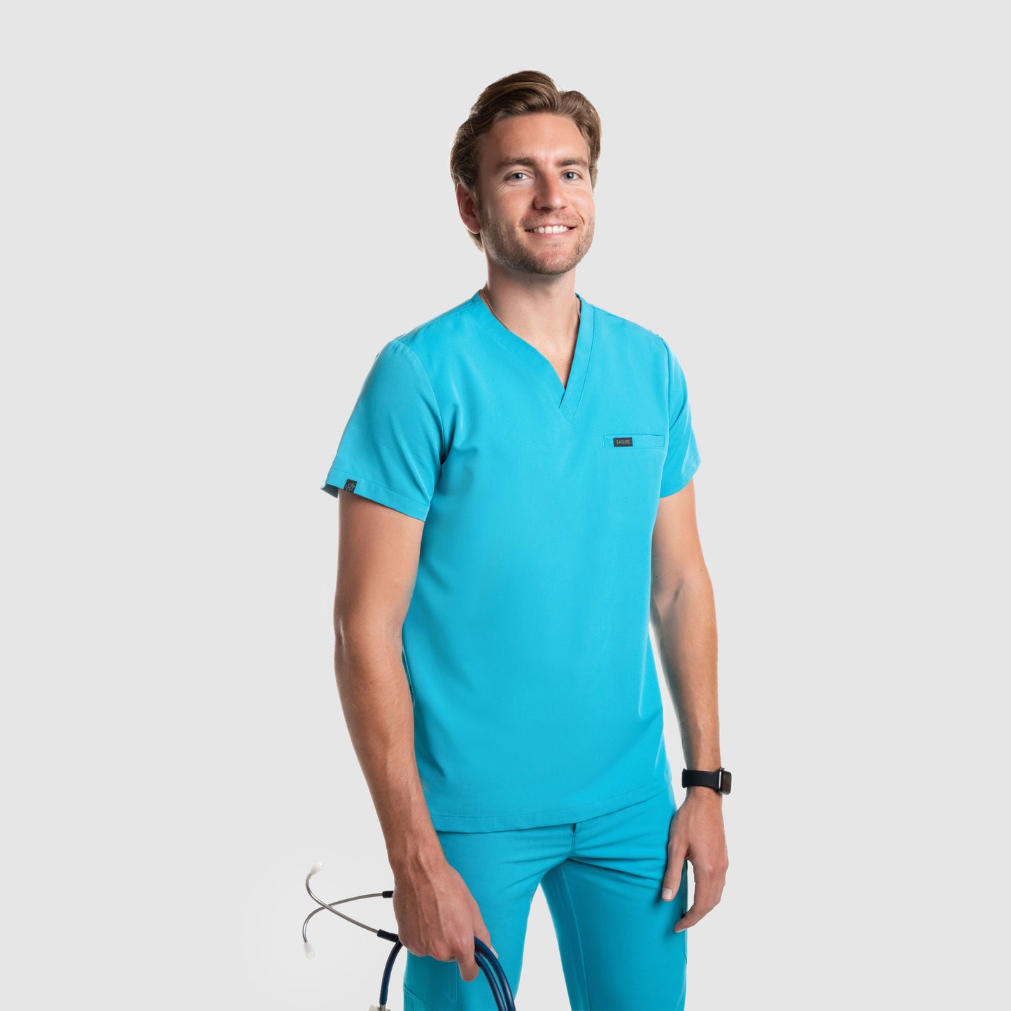 Aven One Pocket Scrub Top Teal Blue