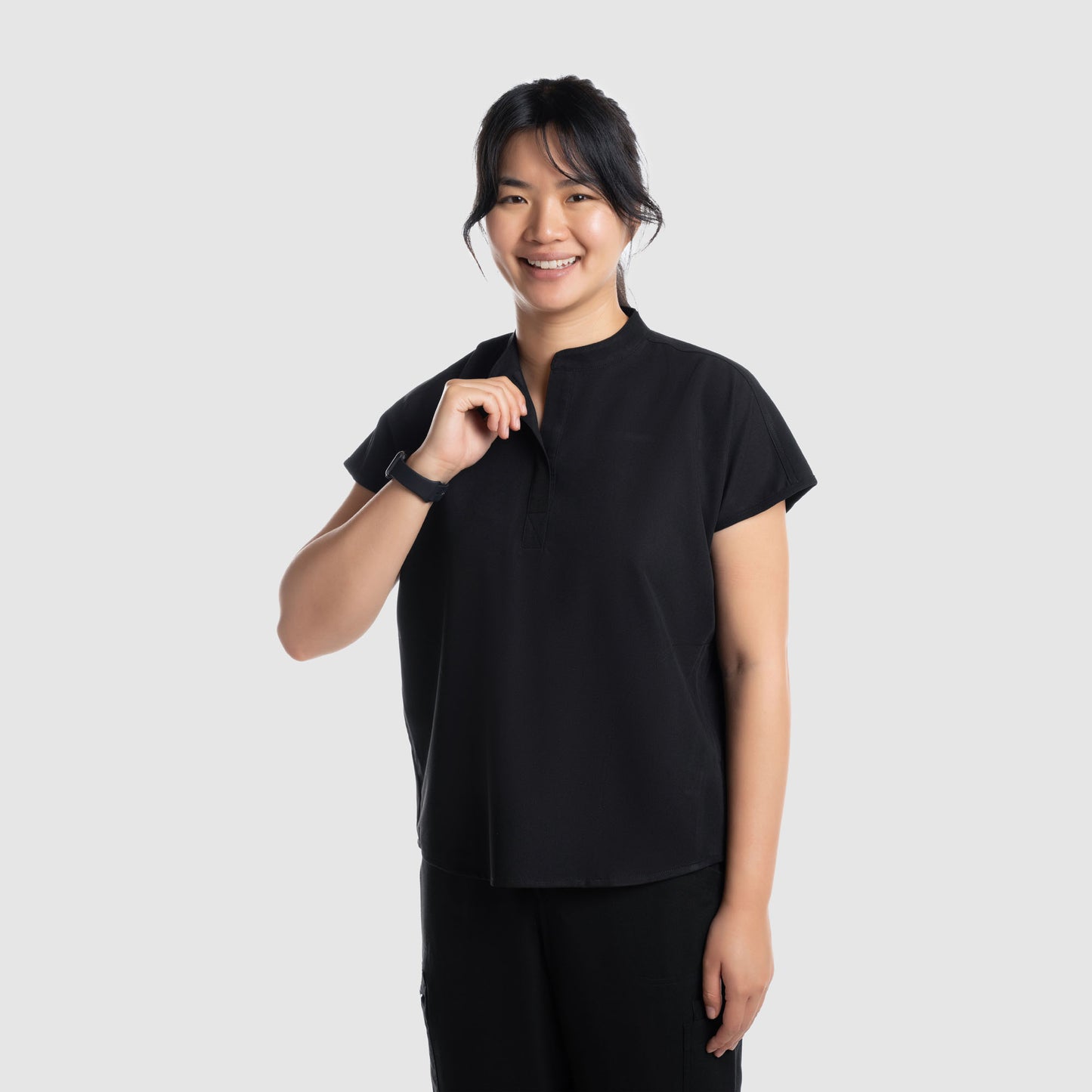 Luna Oversized Scrub Top Black