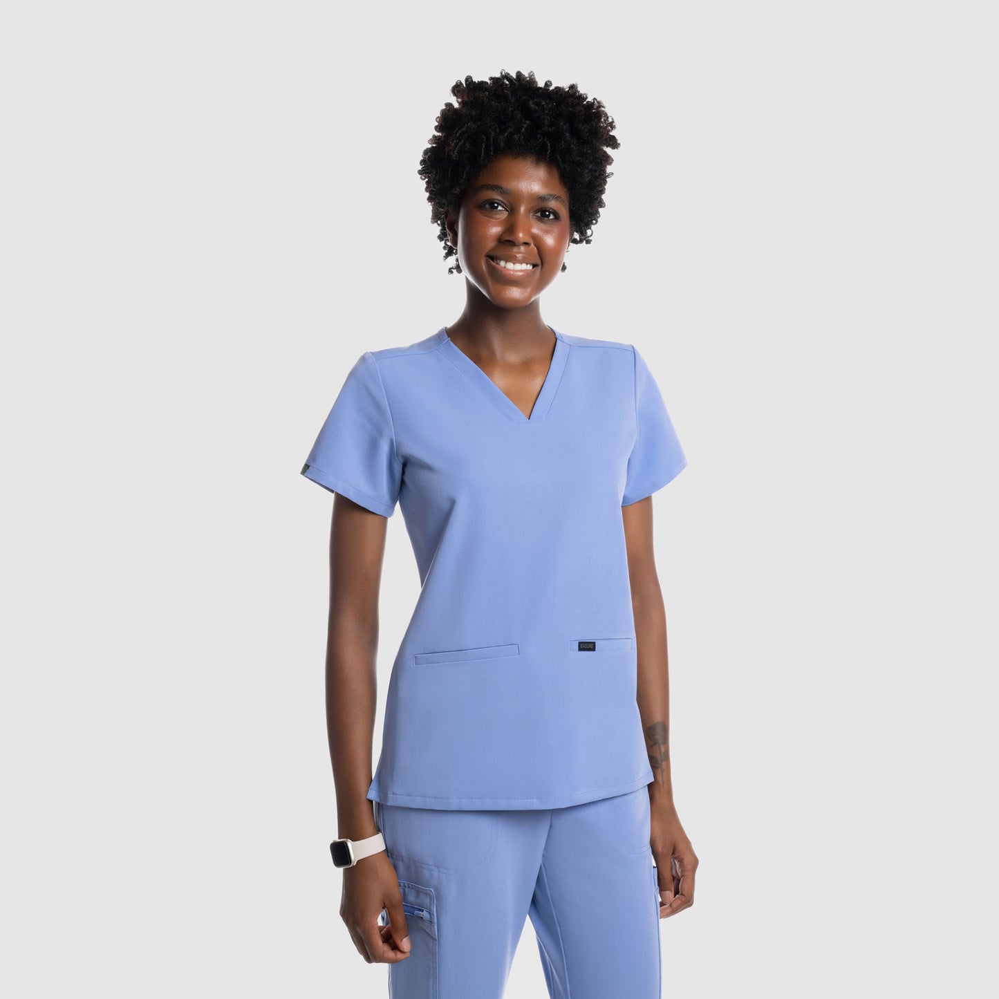 Mira Two Pocket Scrub Top Ceil Blue