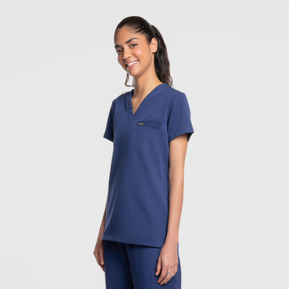 Nura Three Pocket Scrub Top Navy Blue