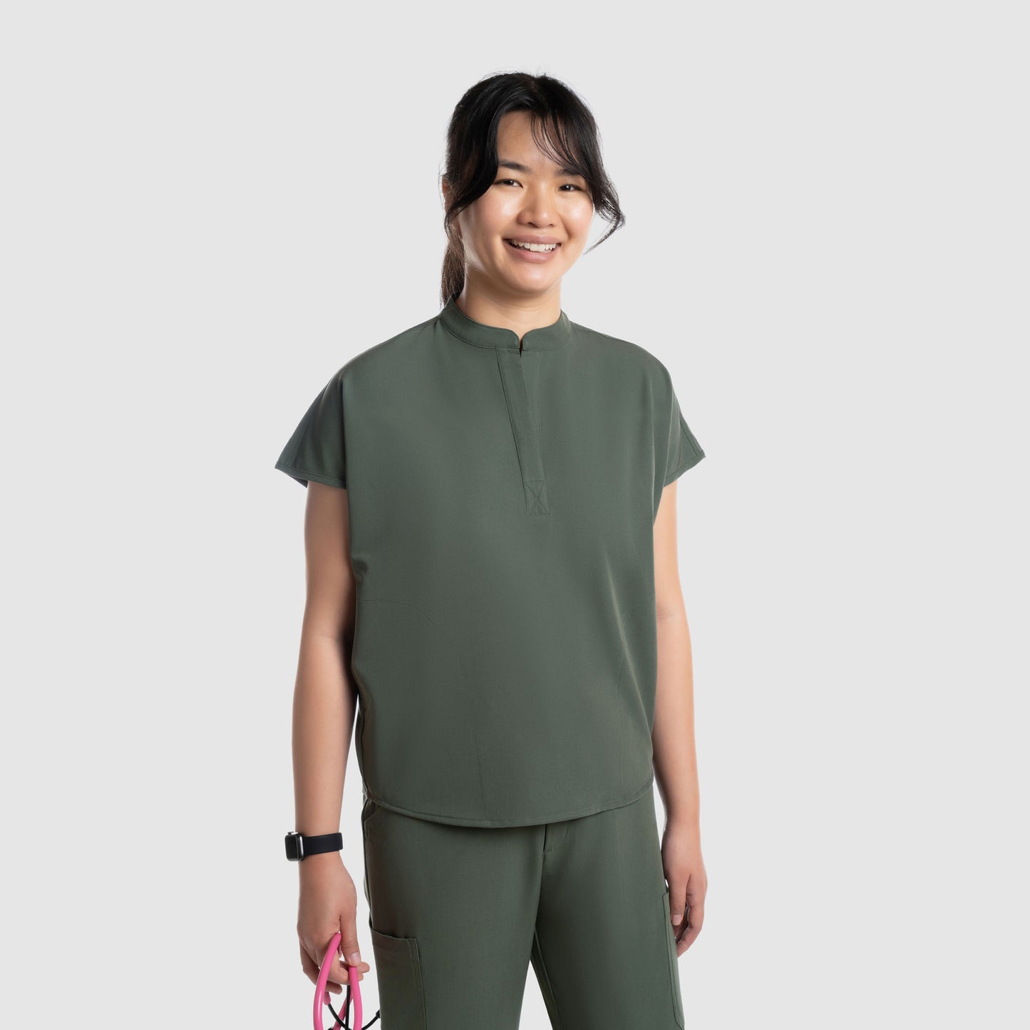 Luna Oversized Scrub Top Olive