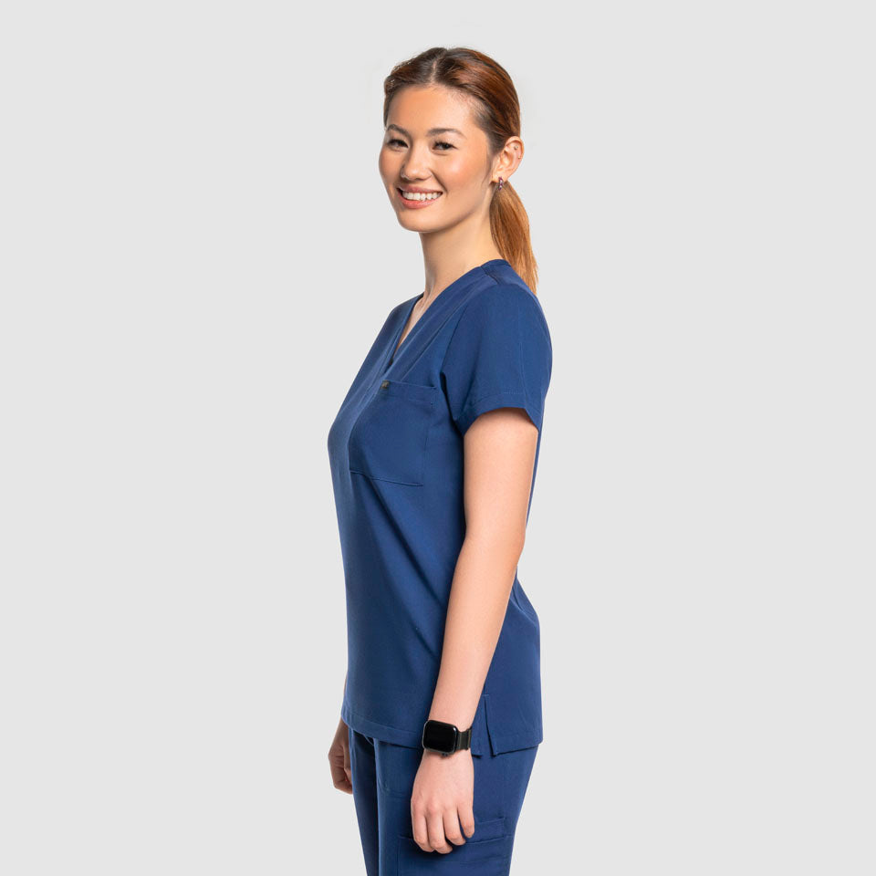 One Pocket Scrub Top Navy Blue