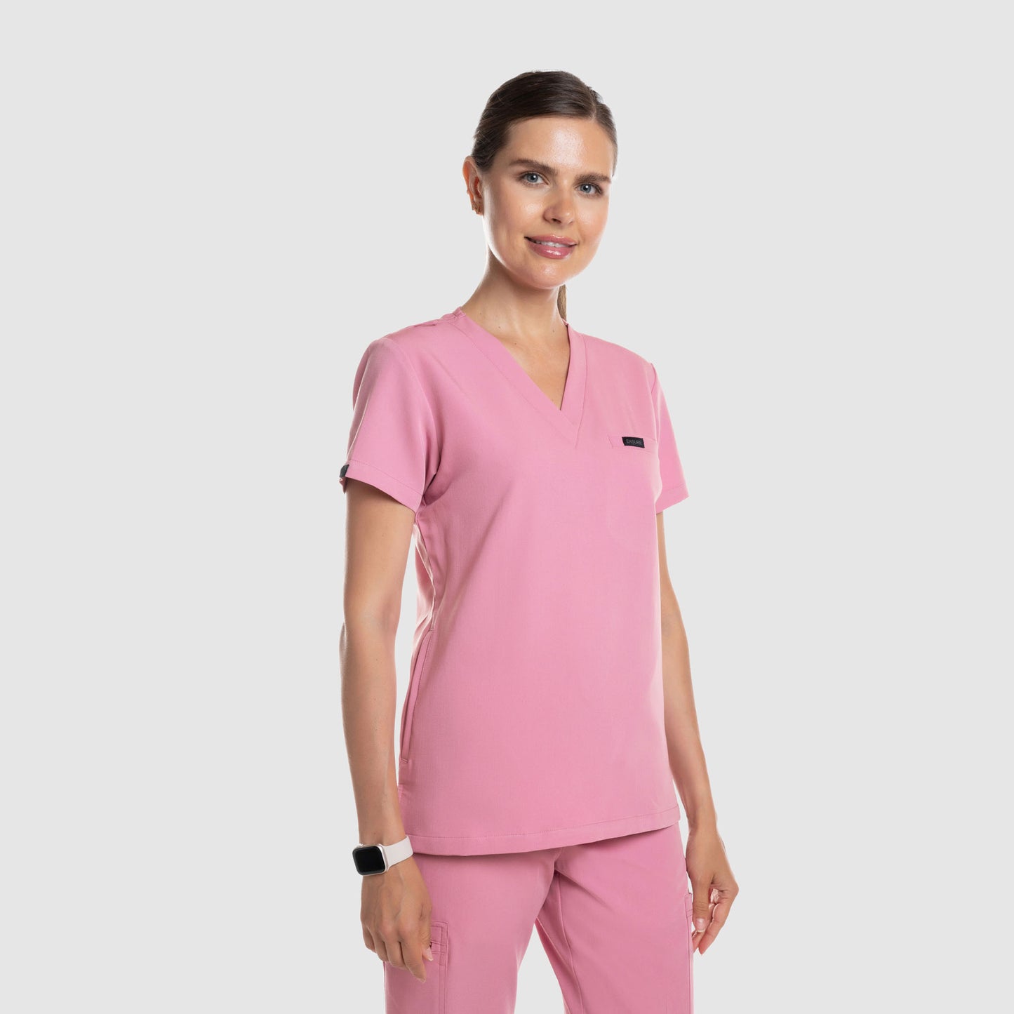 Nura Three Pocket Scrub Top Chalk Pink