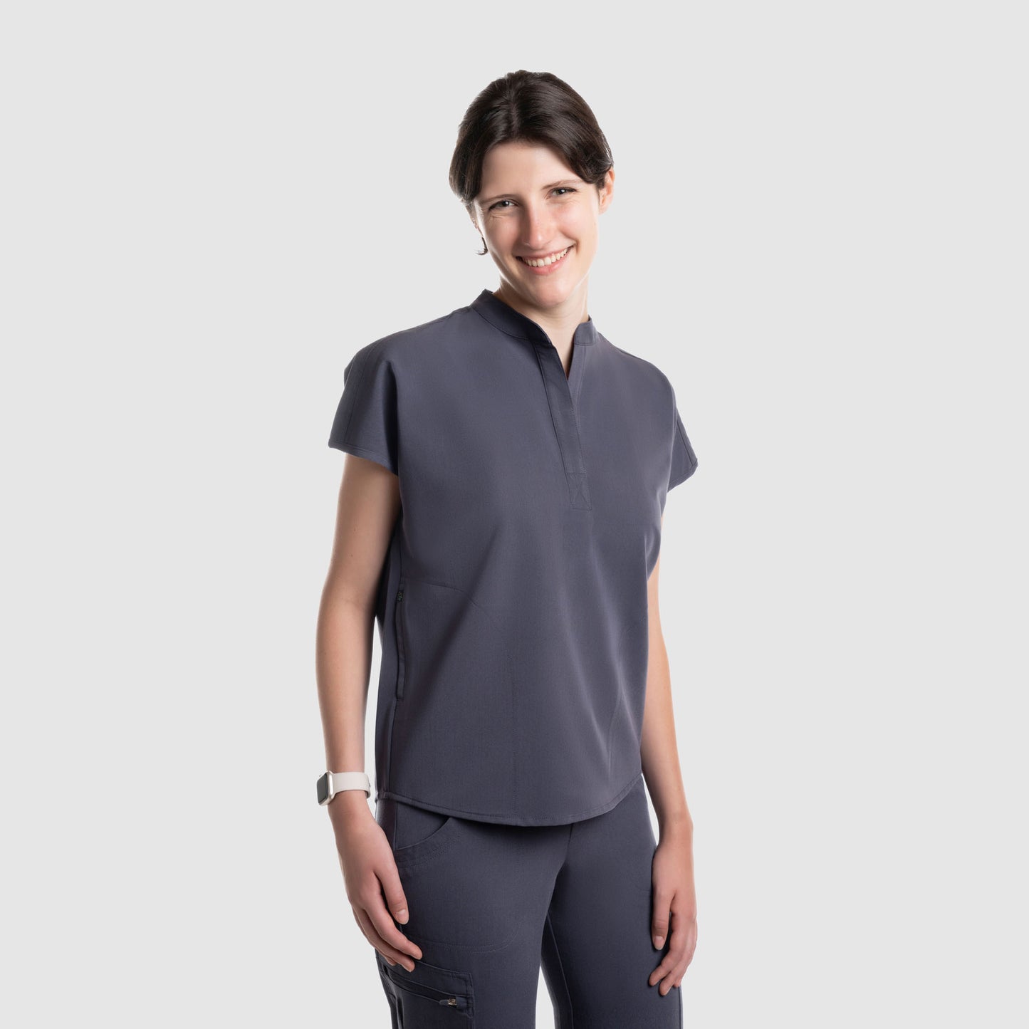 Luna Oversized Scrub Top Pewter