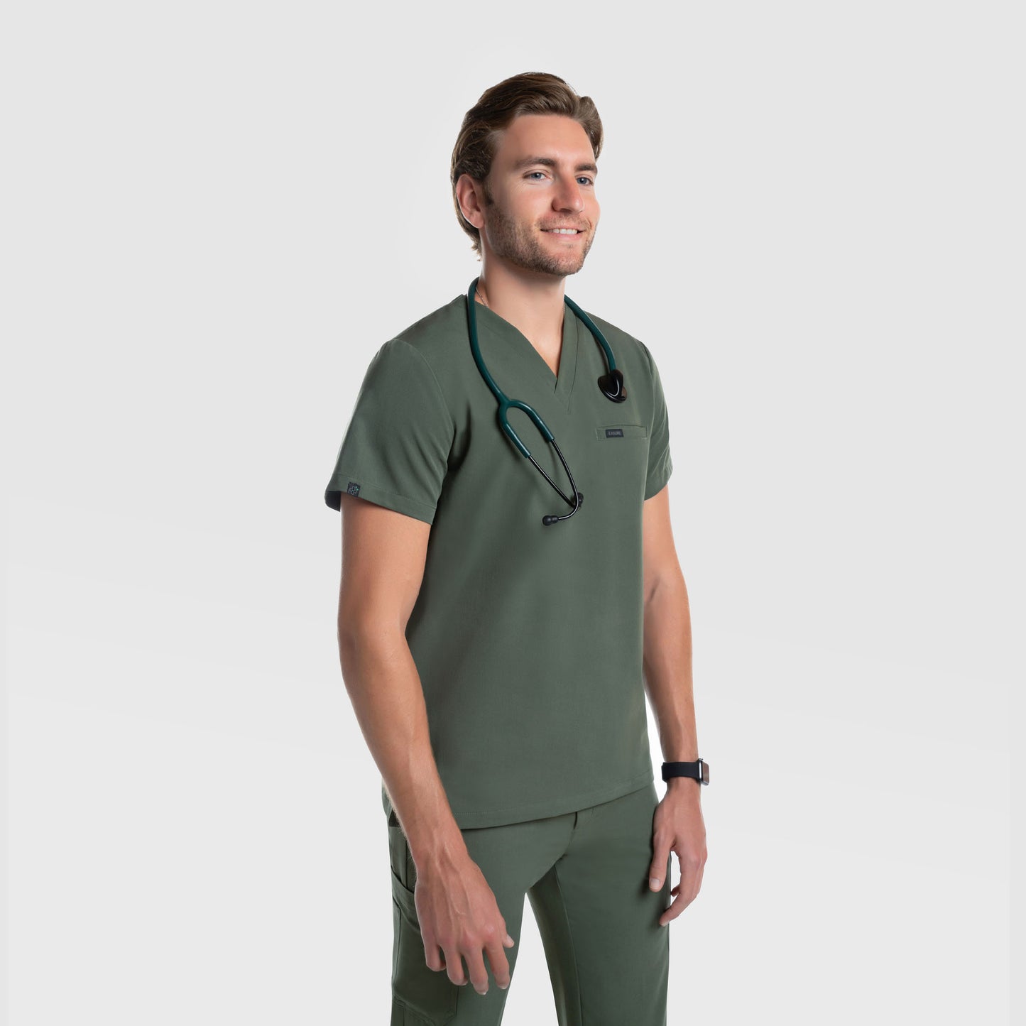 Aven One Pocket Scrub Top Olive