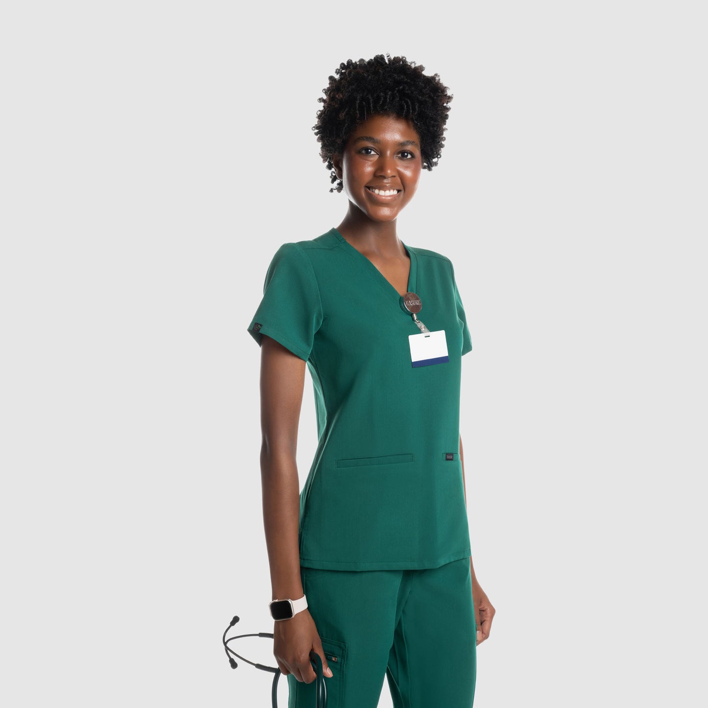 Mira Two Pocket Scrub Top Hunter Green