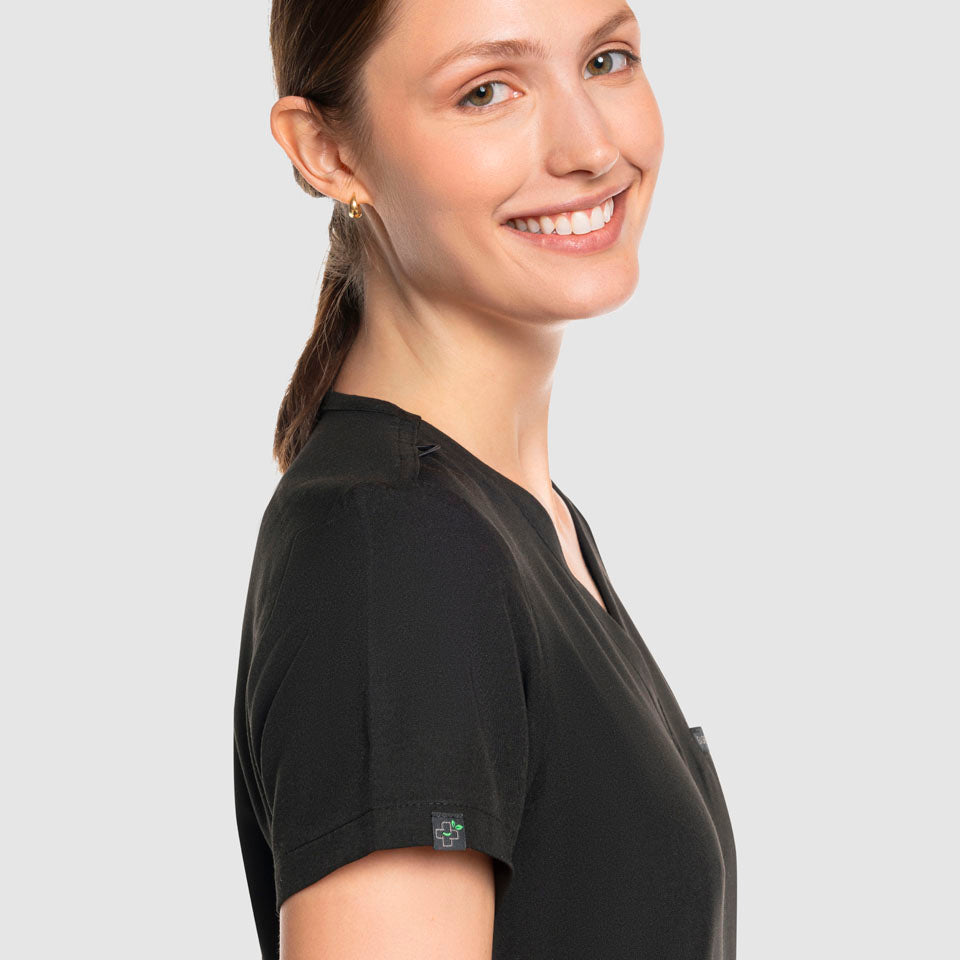 Three Pocket Scrub Top Black