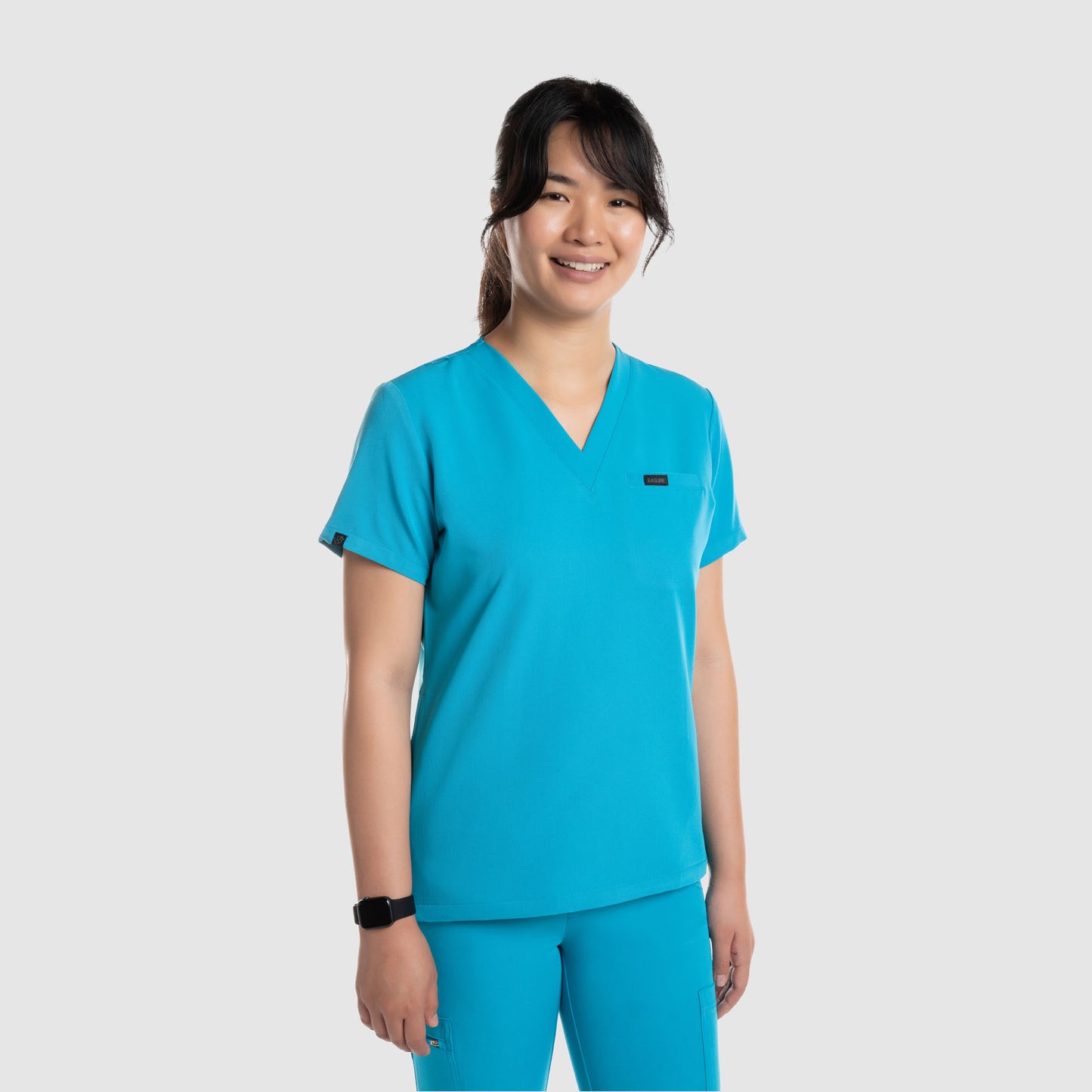 Nura Three Pocket Scrub Top Teal Blue