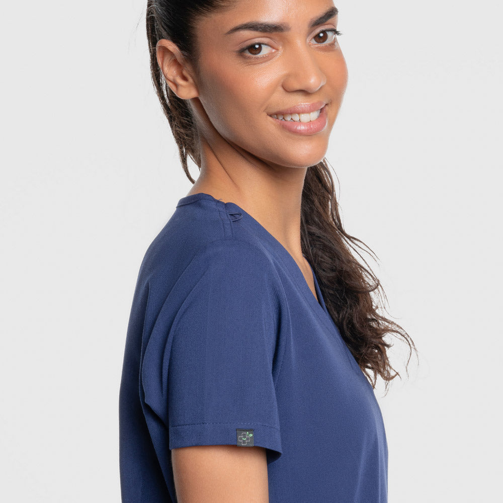 Nura Three Pocket Scrub Top Navy Blue